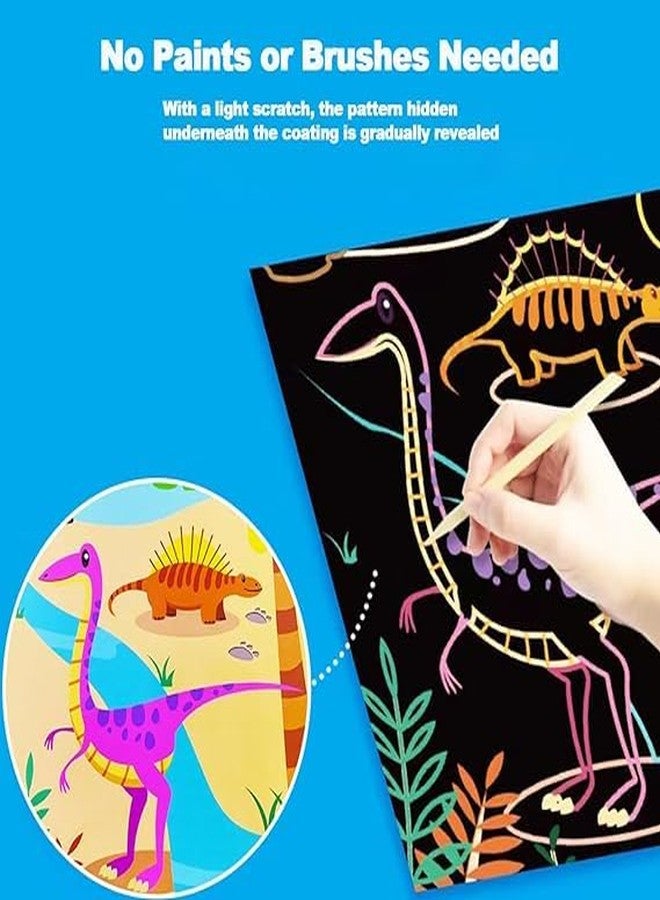 CREDLY Rainbow Scratch Paper Note, DIY Art Book with Wooden Stylus Scratching Tool for Kids, Girls, Boys Birthday Gifts(11x8.5 inch)(8 Pages) - Image 5