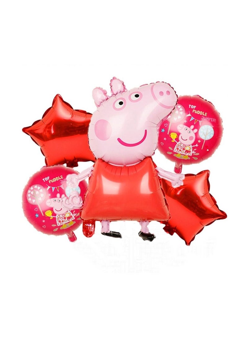 هايلاند 5 قطع بالون من رقائق البيبا لتزيين أعياد الميلاد بموضوع بيبا - Image 1