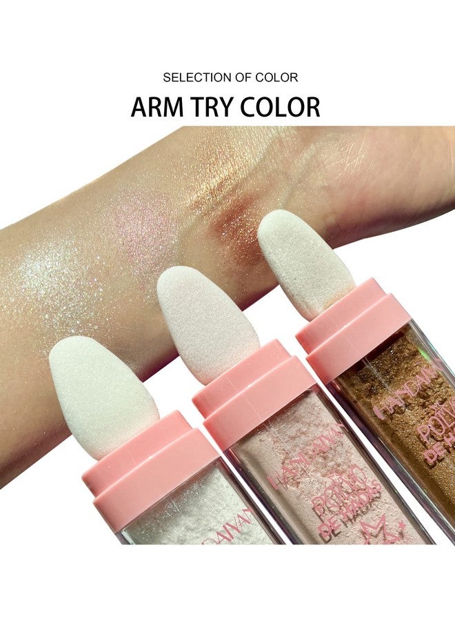 AKARY Body Glitter, Fairy Polvo De Hadas Shimmer Face Highlighter Powder & Blush Stick, Instant Glow Luminizer Duo, Glitter Face Hair High Gloss, Sparkle Smudge-Proof Highlighter Stick Party Makeup (#02 Fairy Pink)