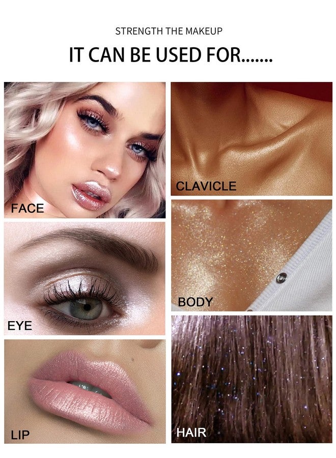 AKARY Body Glitter, Fairy Polvo De Hadas Shimmer Face Highlighter Powder & Blush Stick, Instant Glow Luminizer Duo, Glitter Face Hair High Gloss, Sparkle Smudge-Proof Highlighter Stick Party Makeup (#02 Fairy Pink)