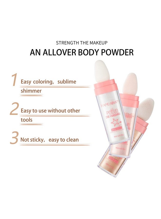 AKARY Body Glitter, Fairy Polvo De Hadas Shimmer Face Highlighter Powder & Blush Stick, Instant Glow Luminizer Duo, Glitter Face Hair High Gloss, Sparkle Smudge-Proof Highlighter Stick Party Makeup (#02 Fairy Pink)