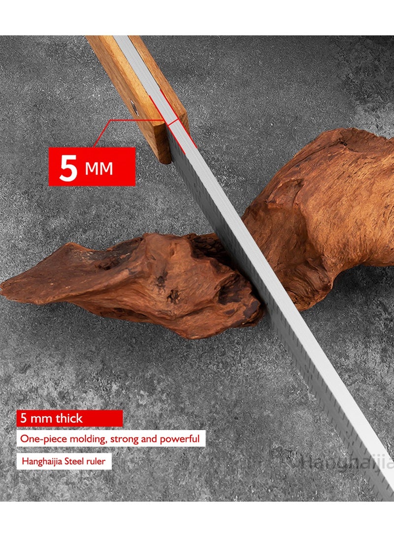 Hanghaijia 5mm Thick Manganese Steel Hardened Centimeter Inch Dual Scale Measuring Tool Ruler with Holster with Handle - Image 3