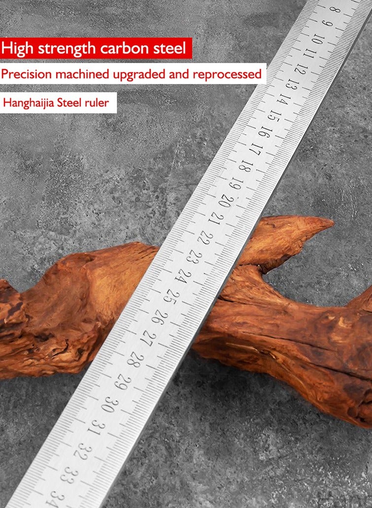Hanghaijia 5mm Thick Manganese Steel Hardened Centimeter Inch Dual Scale Measuring Tool Ruler with Holster with Handle - Image 2