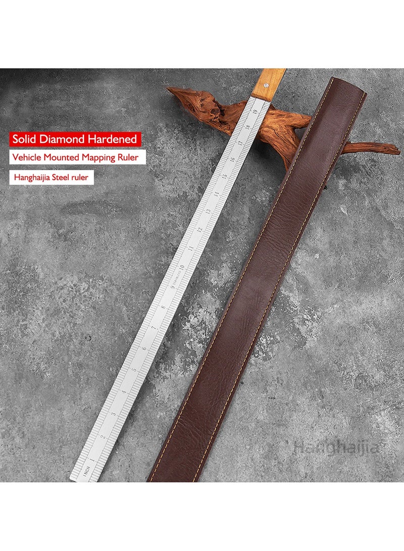 Hanghaijia 5mm Thick Manganese Steel Hardened Centimeter Inch Dual Scale Measuring Tool Ruler with Holster with Handle - Image 5