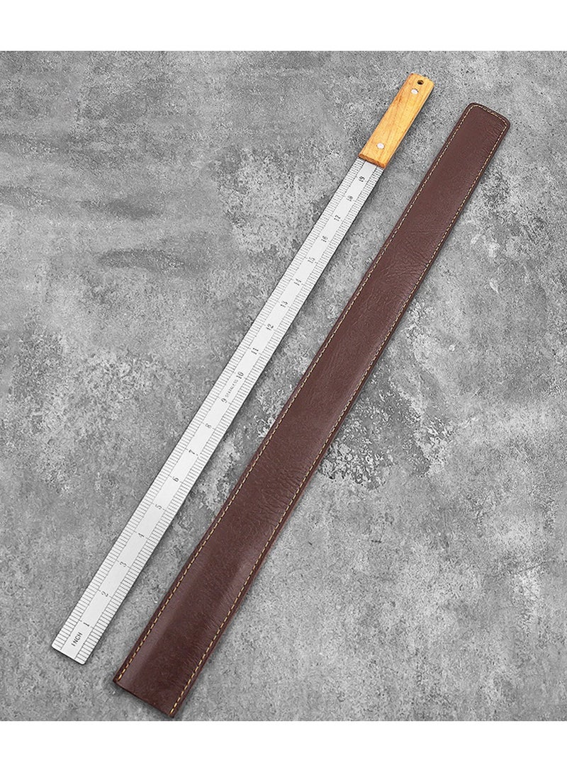 Hanghaijia 5mm Thick Manganese Steel Hardened Centimeter Inch Dual Scale Measuring Tool Ruler with Holster with Handle - Image 1