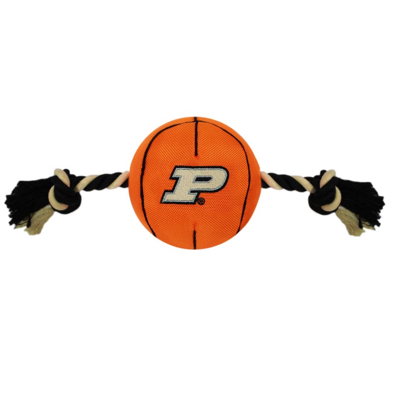 Pets First NCAA Purdue Boilermakers Basketball Rope Toy for Dogs & Cats. Tough Nylon, Sporty Basketball Design, Heavy-Duty Ropes with Inner Squeaker - Image 5