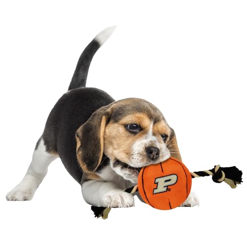 Pets First NCAA Purdue Boilermakers Basketball Rope Toy for Dogs & Cats. Tough Nylon, Sporty Basketball Design, Heavy-Duty Ropes with Inner Squeaker - Image 3