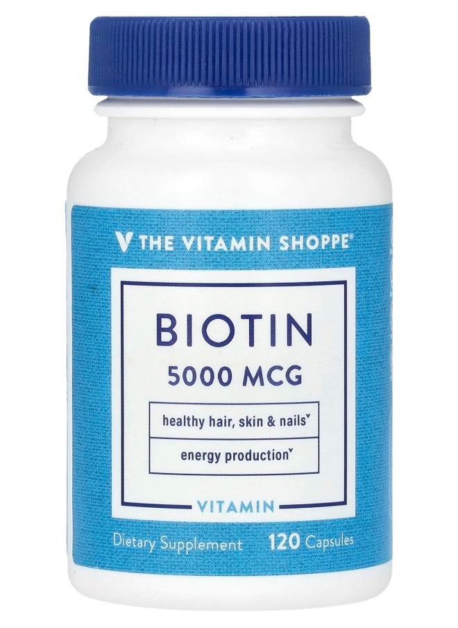 The Vitamin Shoppe Biotin 5000 mcg 120 Capsules 