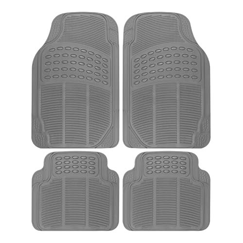 BDK حصائر مطاطية لجميع الأحوال الجوية للسيارة SUV والشاحنة - مجموعة 4 قطع (أمامية وخلفية)، قابلة للتقليم، حماية ثقيلة (رمادي)، 1 عدد (عبوة من 1) - Image 1
