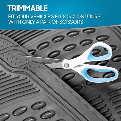 BDK حصائر مطاطية لجميع الأحوال الجوية للسيارة SUV والشاحنة - مجموعة 4 قطع (أمامية وخلفية)، قابلة للتقليم، حماية ثقيلة (رمادي)، 1 عدد (عبوة من 1) - Image 5