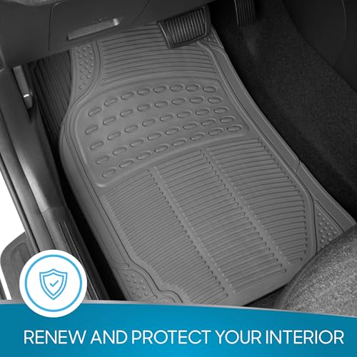 BDK حصائر مطاطية لجميع الأحوال الجوية للسيارة SUV والشاحنة - مجموعة 4 قطع (أمامية وخلفية)، قابلة للتقليم، حماية ثقيلة (رمادي)، 1 عدد (عبوة من 1) - Image 3
