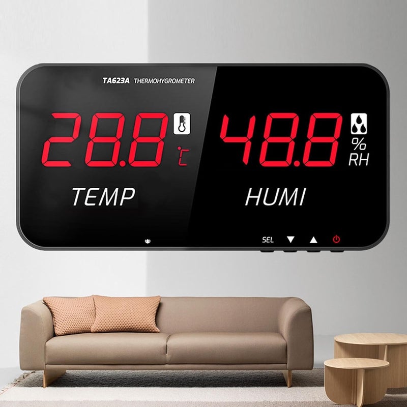Industrial Temperature and Humidity Meter LED Display Hygrometer Thermometer Greenhouse Detector with Sensor and Alarms for Home Office Use, External Probe - Image 4