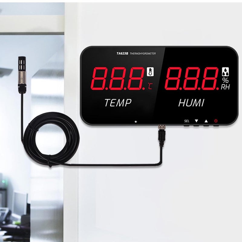 Industrial Temperature and Humidity Meter LED Display Hygrometer Thermometer Greenhouse Detector with Sensor and Alarms for Home Office Use, External Probe - Image 5