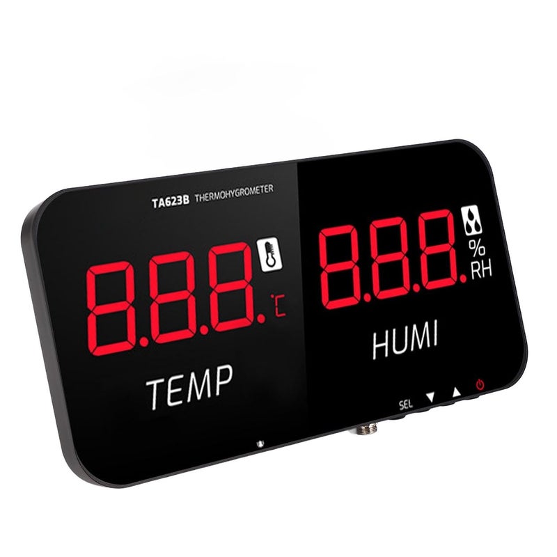 Industrial Temperature and Humidity Meter LED Display Hygrometer Thermometer Greenhouse Detector with Sensor and Alarms for Home Office Use, External Probe - Image 1