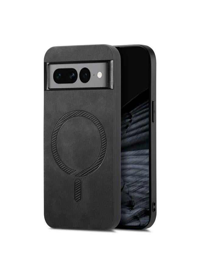For Google Pixel 7 Pro Retro Magsafe Magnetic PU Back Cover Phone Case(Black) 