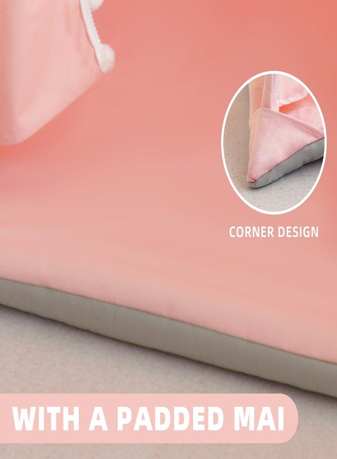 RONGFA Teepee Tent for Kids with Mat, Star Lights, Carry Case, Cotton Canvas Playhouse, Foldable Tents, Portable Children Play Tent Indoor Outdoor (Pink) - Image 5