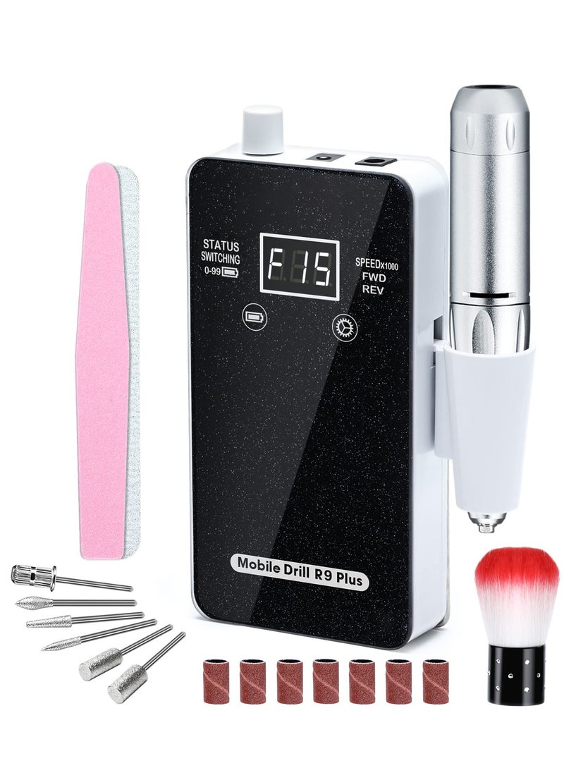 SYOSI - Professional Nail Drill Set for Acrylic Nails, 30000rpm Electric Nail Efile Drill Machine Kit, Acrylic Manicure Pedicure Tools with Nail Drill Bits for Beginners and Salon Use, Black - Image 1