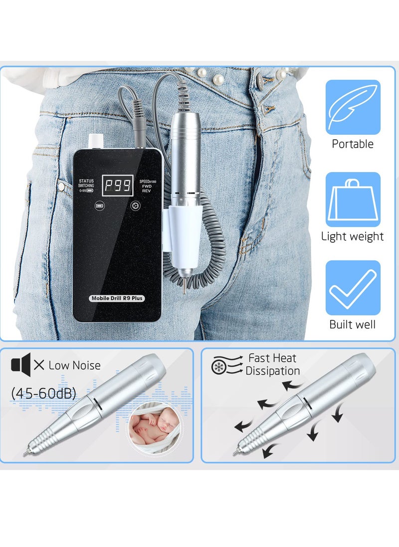 SYOSI - Professional Nail Drill Set for Acrylic Nails, 30000rpm Electric Nail Efile Drill Machine Kit, Acrylic Manicure Pedicure Tools with Nail Drill Bits for Beginners and Salon Use, Black - Image 1