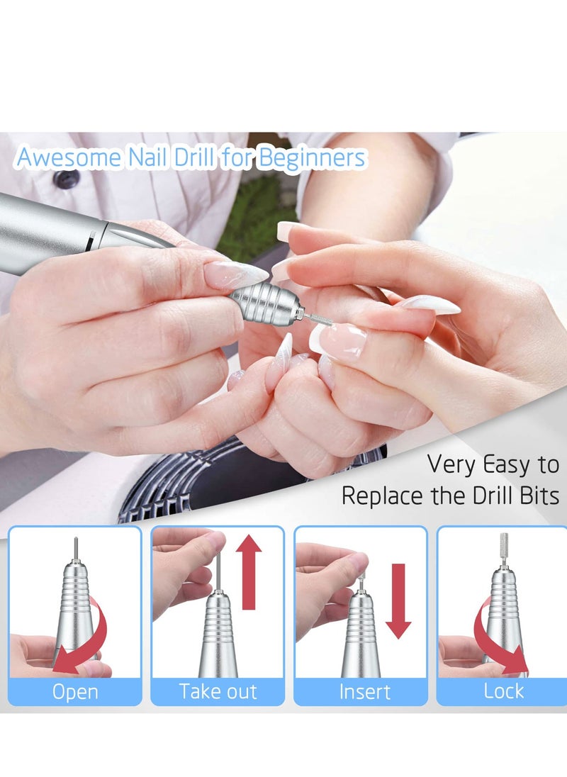 SYOSI - Professional Nail Drill Set for Acrylic Nails, 30000rpm Electric Nail Efile Drill Machine Kit, Acrylic Manicure Pedicure Tools with Nail Drill Bits for Beginners and Salon Use, Black - Image 1