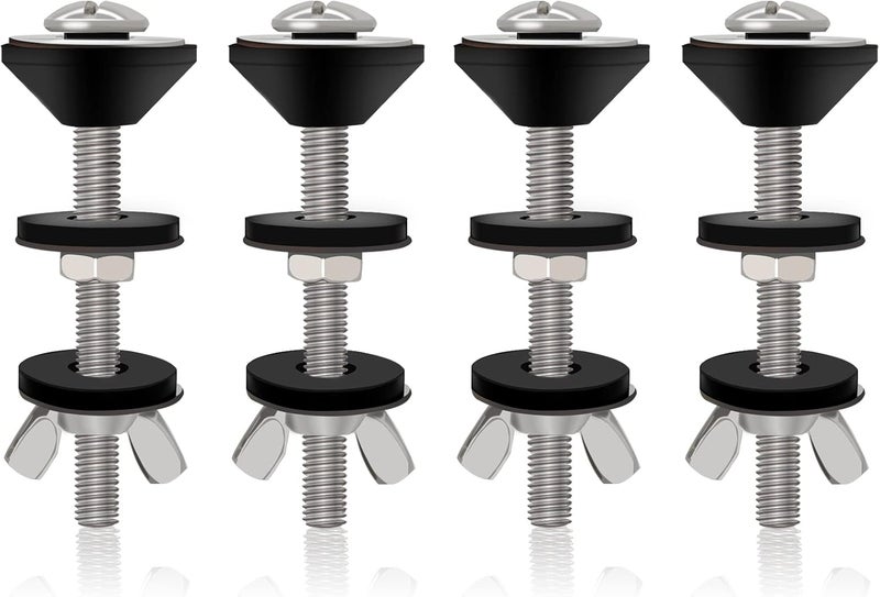 Lovppy 4PCS Universal Toilet Tank to Bowl Bolts Kit, Heavy Duty Toilet Bolts, Waterproof Stainless and Rubber Washers Gaskets with Extra Long Nut Screw for Fastening (Silver) - Image 1