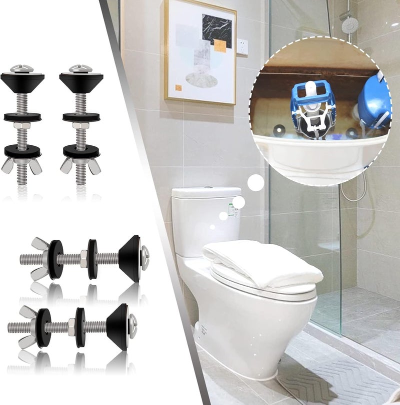 Lovppy 4PCS Universal Toilet Tank to Bowl Bolts Kit, Heavy Duty Toilet Bolts, Waterproof Stainless and Rubber Washers Gaskets with Extra Long Nut Screw for Fastening (Silver) - Image 2