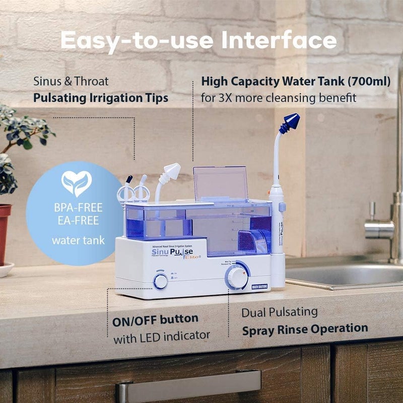 SINU PULSE ELITE نظام ري الأنف المتقدم SinuPulse Elite لتخفيف احتقان الأنف النابض مع 90 عبوة SinuAir ونصائح ري الأنف الإضافية وكتاب إلكتروني عن العناية بالجيوب الأنفية للدكتور روبرت س. إيفكر - Image 3