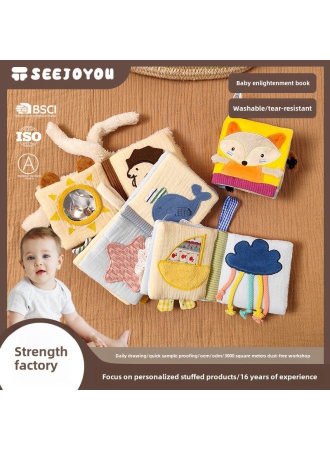 Baby Animal Hand Doll Cloth Book Early Education Enlightenment Three-dimensional Cloth Book Baby Soothing Toy Cartoon Naughty Muppet Cloth Book-Color:Little Bear Good Night  - Image 2