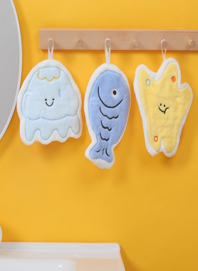 Tyrafry Cute Soft Hand Towels for Bathroom & Kitchen-Each Animals Themed Hand Towel Dry Your Hands, Set of 3 - Image 1