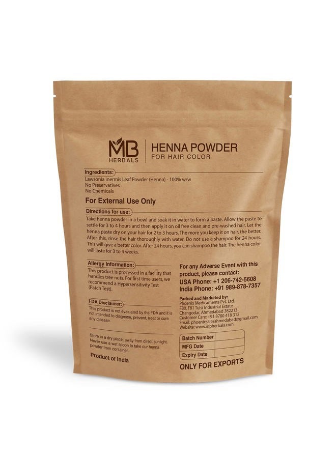 MB Herbals 100% Natural & Pure Henna Powder 454 Gram | 16 oz / 1.00 LB | For Natural Orange-Red Hair Color | Triple Sifted | Raw | Non-Radiated |100% Pure Rajasthan Henna from Marwar region - Image 2