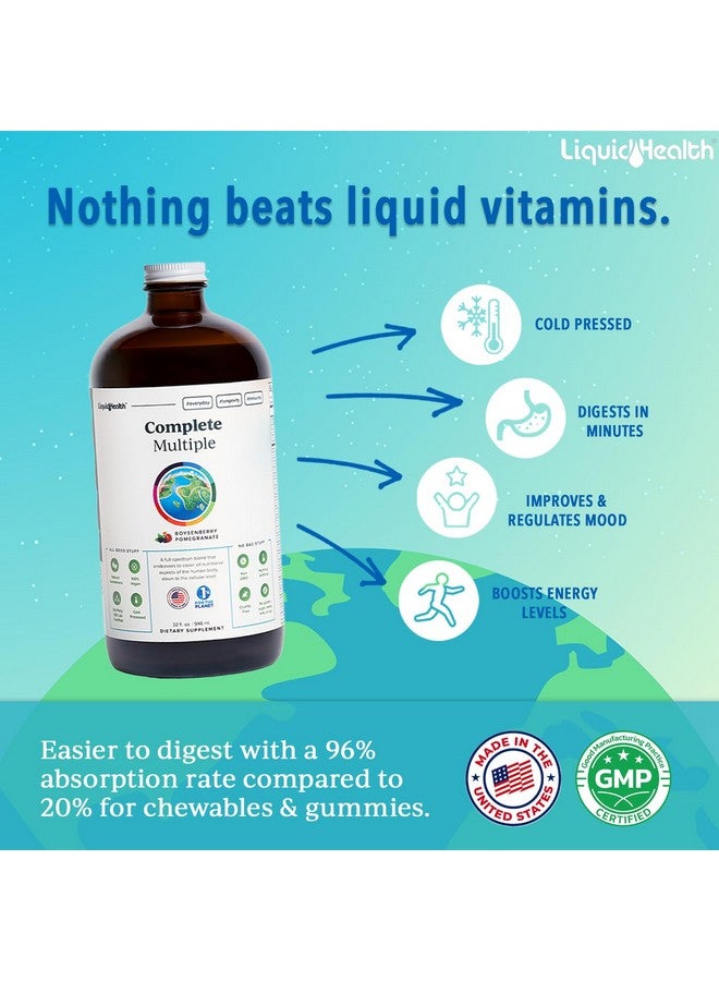 ليكويد هيلث LIQUIDHEALTH، فيتامينات متعددة سائلة كاملة للبالغين - فيتامينات ومعادن ومغذيات أساسية، تدعم المناعة، صحة الأمعاء، طاقة، وتزيل السموم - صنع في الولايات المتحدة الأمريكية، نباتي، غير معدل وراثيًا، خالي من السكر (32 أونصة) - Image 2