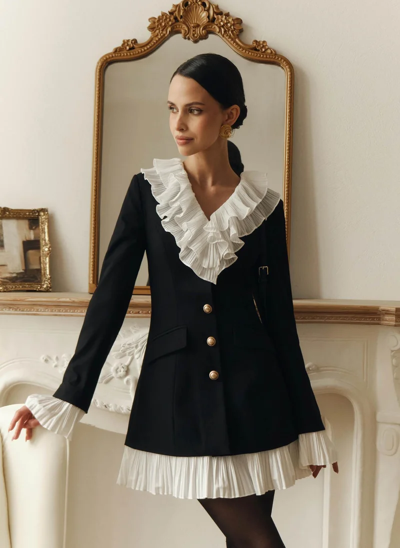 Lichi Mini blazer dress with pleated chiffon details