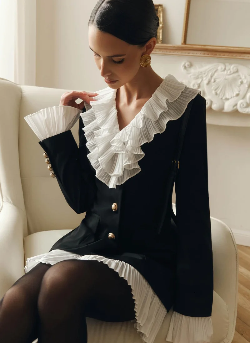 Lichi Mini blazer dress with pleated chiffon details
