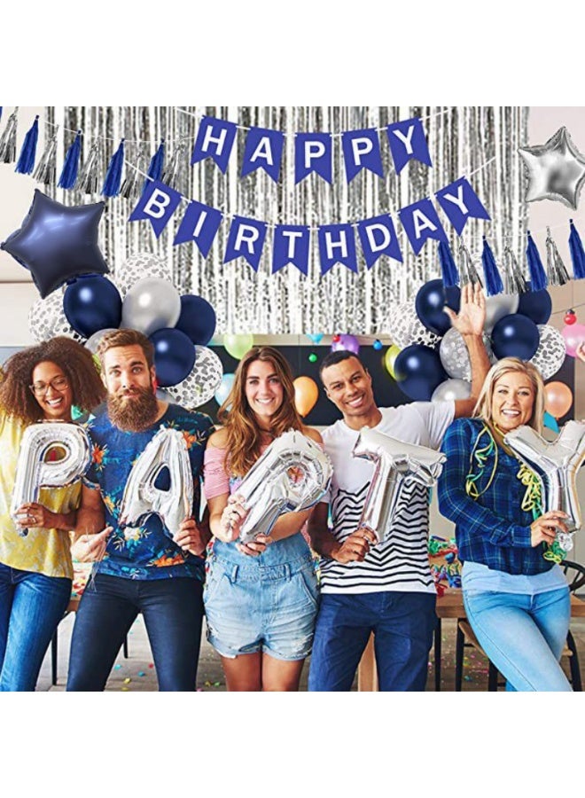 Happy Birthday Party Decoration Set - Balloons, Fringe Backdrop & Banner - Image 3