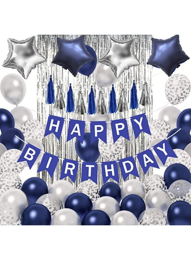 Happy Birthday Party Decoration Set - Balloons, Fringe Backdrop & Banner - Image 1