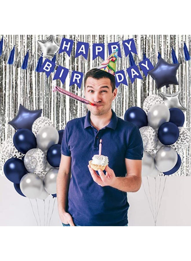 Happy Birthday Party Decoration Set - Balloons, Fringe Backdrop & Banner - Image 2