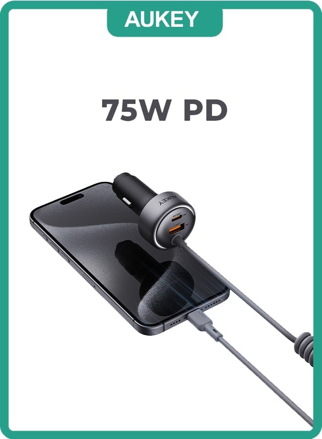 Car Charger 75WPD-With Cable Grey