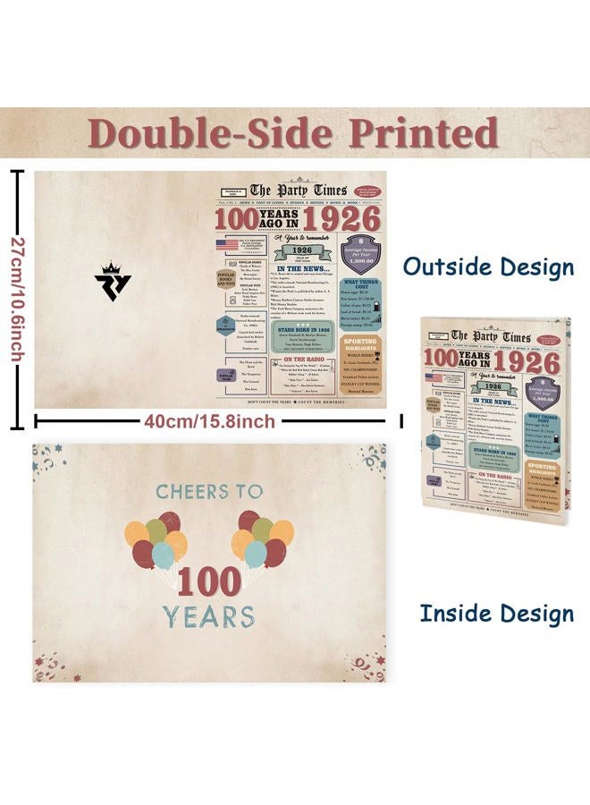 Zyulin 100th Birthday Card for Men Women, Retro Birthday Gifts for 100 Year Old Man Woman, 100th Bday Decorations for Grandpa Grandma - Image 3