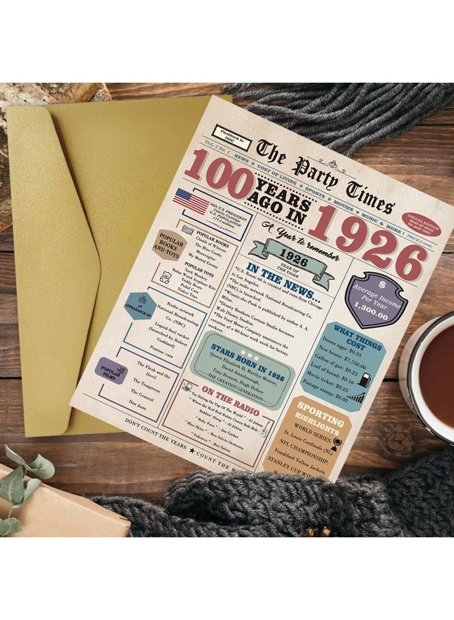 Zyulin 100th Birthday Card for Men Women, Retro Birthday Gifts for 100 Year Old Man Woman, 100th Bday Decorations for Grandpa Grandma - Image 5