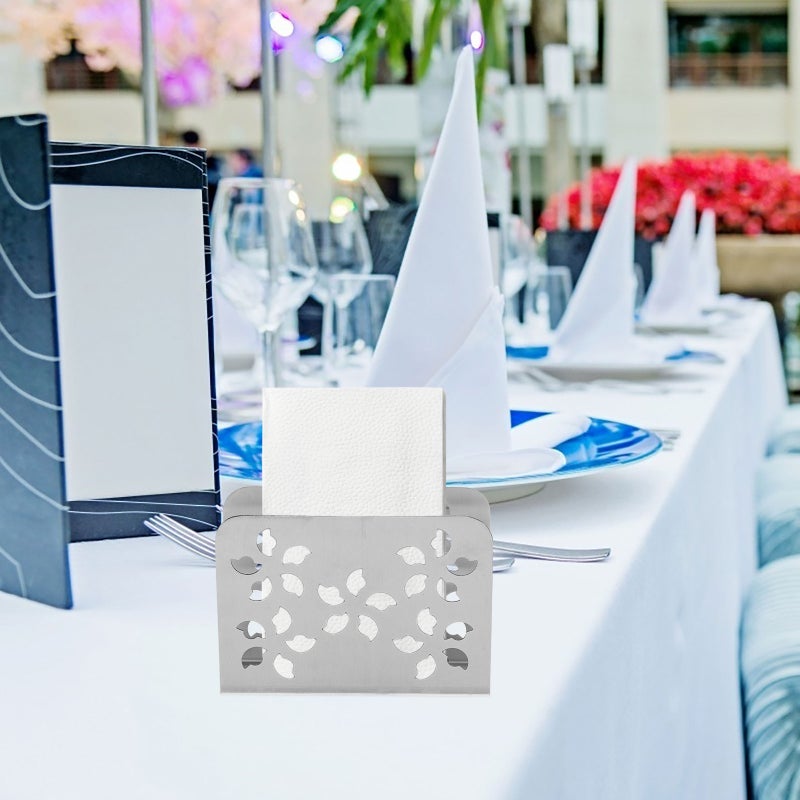 Metal Napkin Holder Hollow Plum Blossom Pattern Tabletop Paper Napkin Holder Stand - Image 4