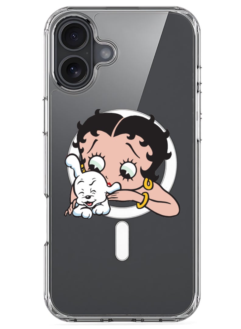 Theodor iPhone 16 Magsafe Magnetic Case Compatible with Wireless Charging, Shockproof Phone Bumper Cover - Betty Boop with dog - Image 1