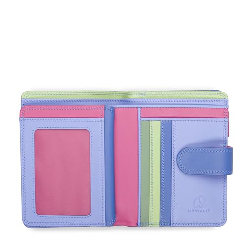 mywalit Medium Snap Leather Wallet | 9 Card Slots | ID Window & Zip Coin Pocket | Blue | Stylish & Compact Accessory for Men & Women | Perfect for Everyday Use - Image 1