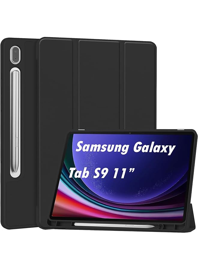 erorex Case For Samsung Galaxy Tab S9 11 Inch 2023 Sm-X710 X716B X718U With Built-In Pen Holder Slim Soft Tpu Trifold Stand Cover With Auto Wake Sleep For Galaxy Tab S9 Tablet 11 Inch Black  - Image 1