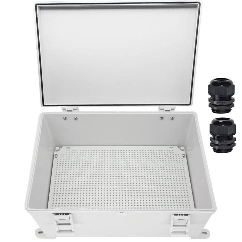 Zulkit Junction Box ABS Plastic Waterproof IP65 Electrical Boxes Hinged Shell Outdoor Universal Project Enclosure with Mounting Plate and Wall Brackets Grey 157x118X 71inch 400x300x180 mm