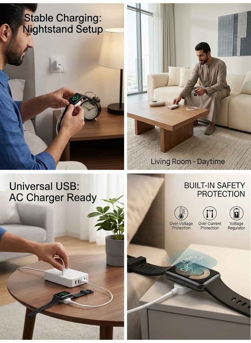 جوي فوكس كابل شحن USB بطول 1 متر لساعات هواوي الذكية (الجديدة/2/3/4/4 برو)، وسوار هواوي (10/9/8/7/6/6 برو)، وسوار هونر (9/8/7/6/6 برو)، وساعات هواوي الذكية (5X/5 برو/4X/4 برو)، وكابل محول شحن أبيض اللون. - Image 3