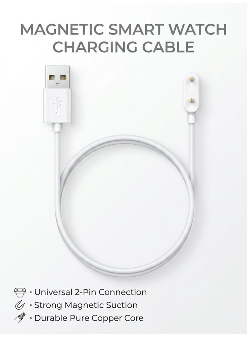 جوي فوكس كابل شحن USB بطول 1 متر لساعات هواوي الذكية (الجديدة/2/3/4/4 برو)، وسوار هواوي (10/9/8/7/6/6 برو)، وسوار هونر (9/8/7/6/6 برو)، وساعات هواوي الذكية (5X/5 برو/4X/4 برو)، وكابل محول شحن أبيض اللون. - Image 2