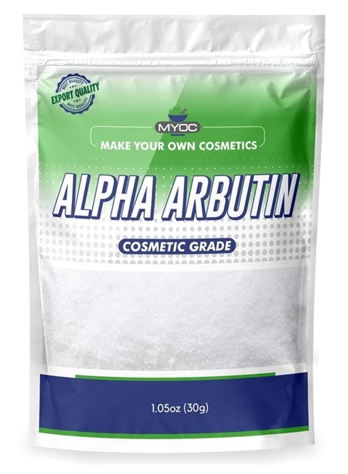 Myoc مسحوق ألفا أربوتين من ميوك - 30 جرامًا، مادة خام نقية بنسبة 100% للاستخدام التجميلي بدون أي مواد مضافة للاستخدام المنزلي والعناية بالبشرة - مصل البشرة والتونر/إدارة البقع الداكنة، وتعزيز نظافة البشرة ونقاءها - Image 1