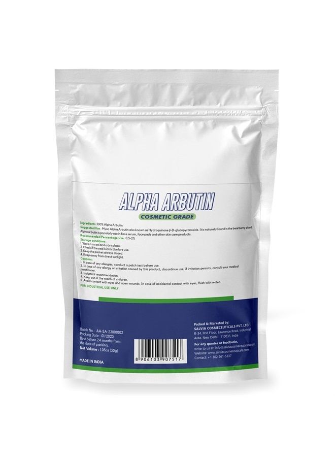 Myoc Myoc Alpha arbutin Powder-30gm 100% Pure Cosmetic Grade Raw Material with no adulterants For DIY and skincare industrial use- Skin Serums & Toners/manage dark spots, Promotes clean & clear skin  - Image 2