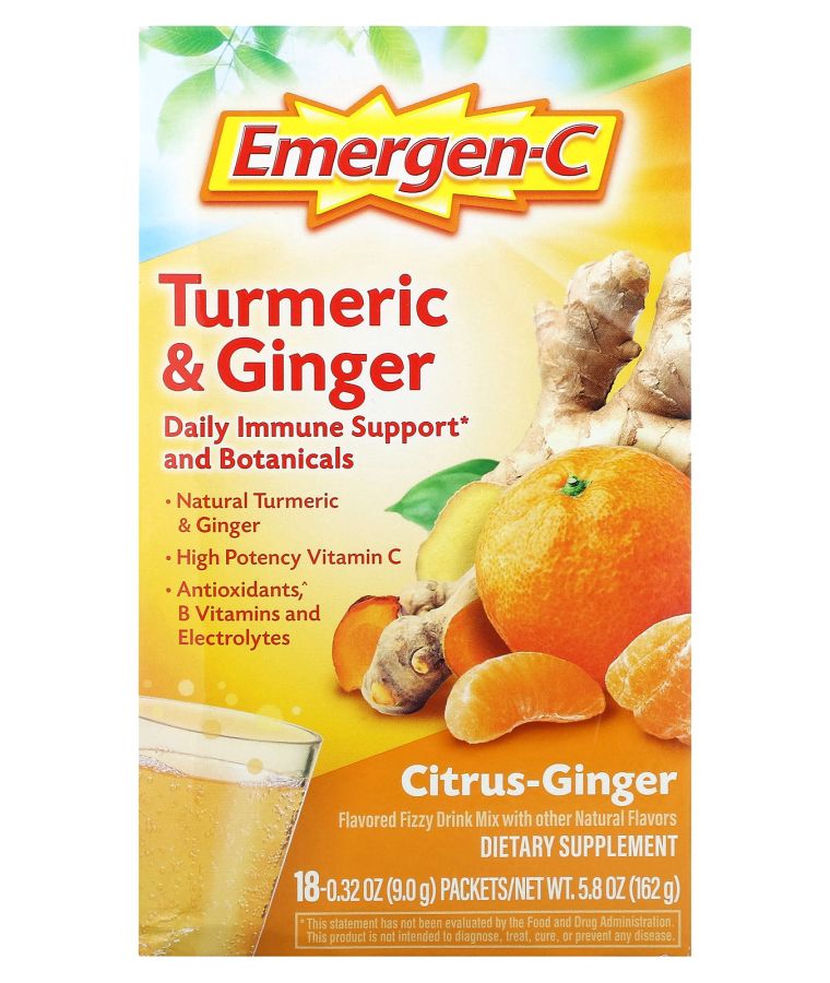 Emergen-C Turmeric & Ginger Citrus-Ginger 18 Packets 0.32 oz (9 g) Each