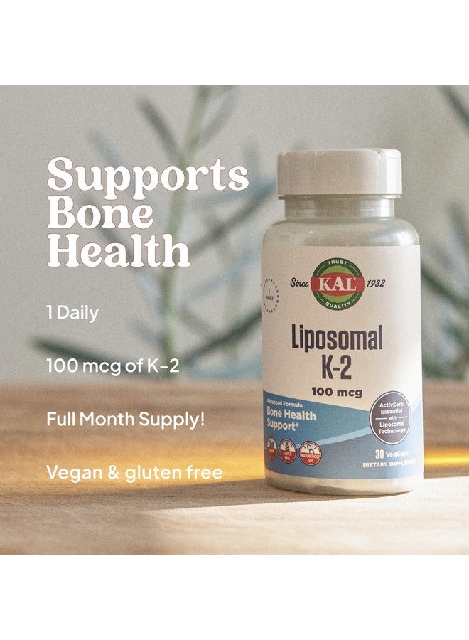 KAL Liposomal Vitamin K2 Supplement with MK7 100 mcg, High Absorption, Liposomal Technology, Advanced Bone Support, Vegan Capsules, Gluten Free, Made Without Soy, 30 Servings - Image 4