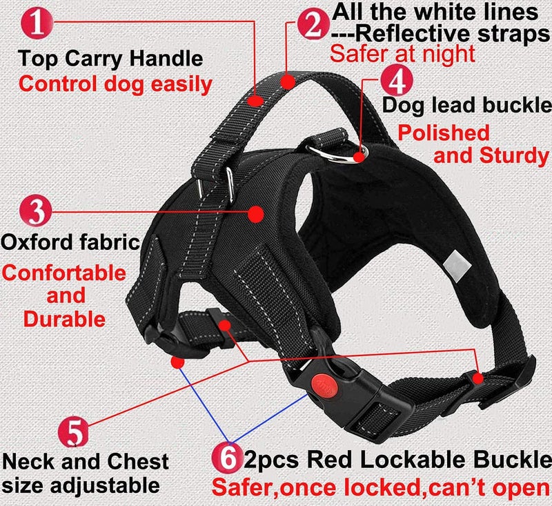 WapaW Cats Dog Harness No Pull With Handle, Reflective Adjustable Vest Harness For Puppy Dog & Cats [Small Dogs] (Extra Small) - Black - Image 4